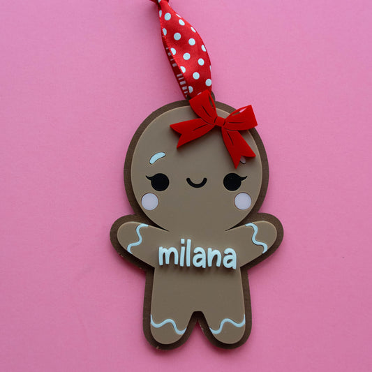 Personalized Gingerbread Girl Ornament with Bible Verse