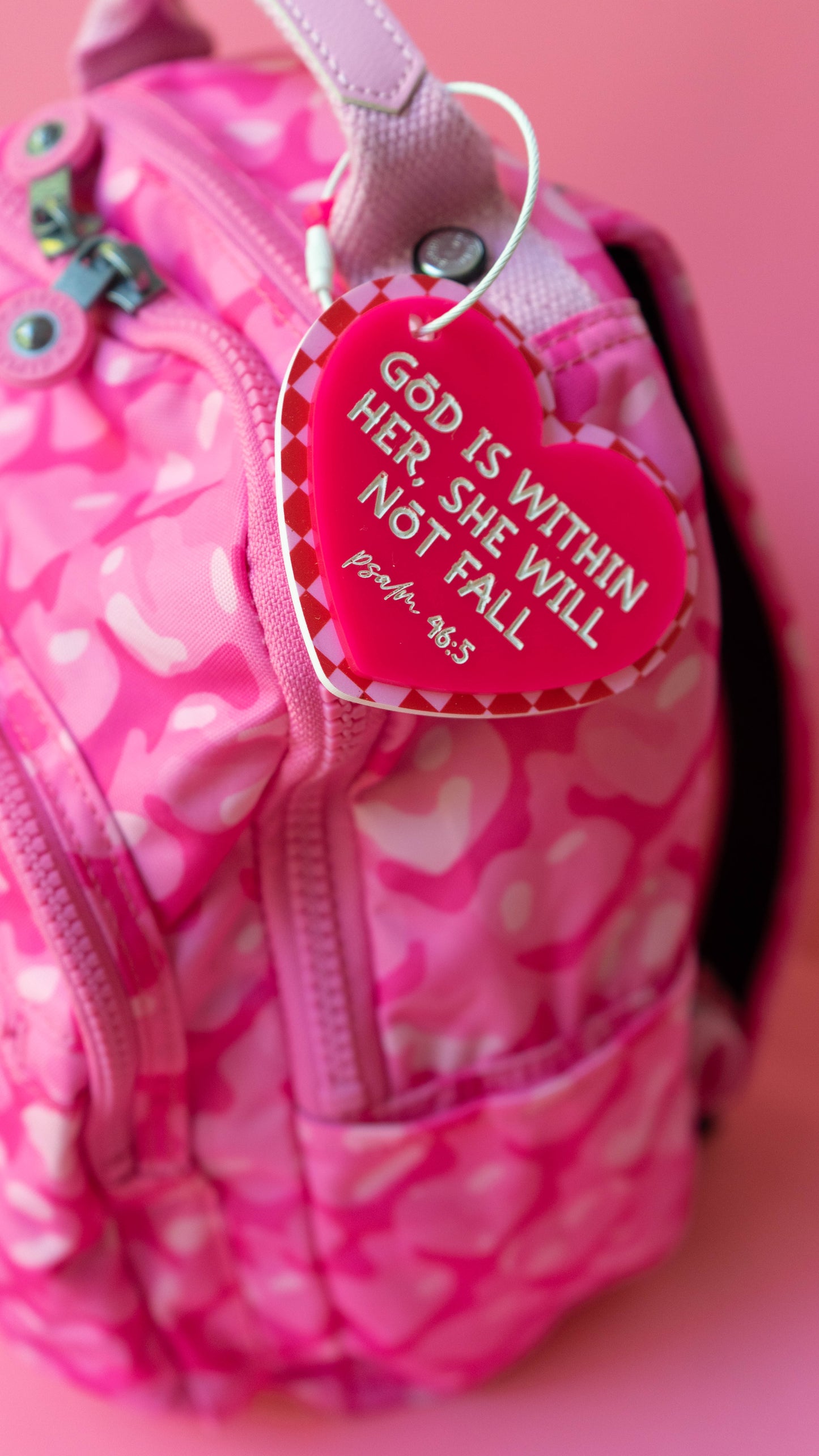 Faith & Strength Heart Bag Tag – Psalm 46:5