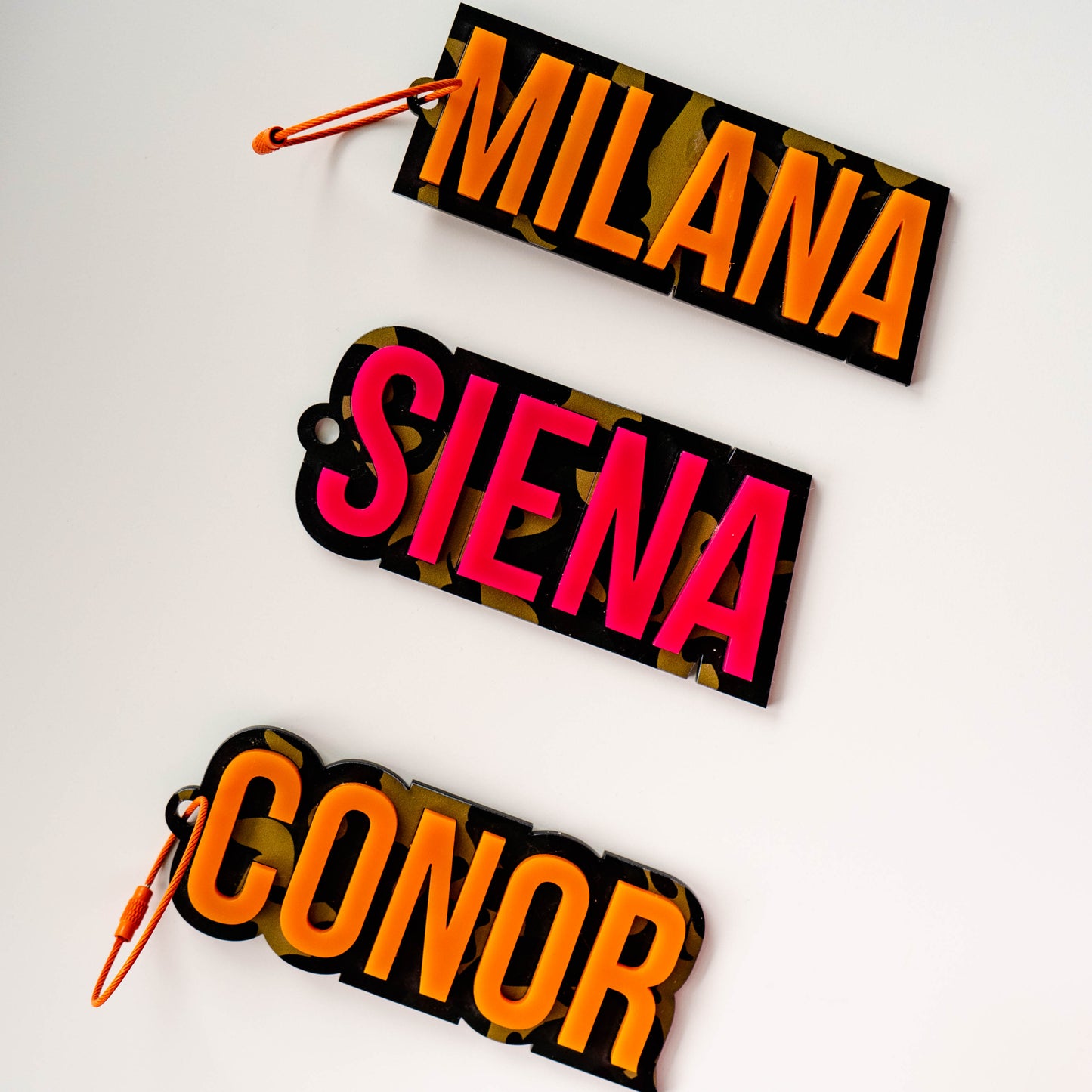 Bold Camo Name Tag - Orange