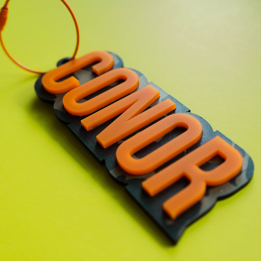 Bold Camo Name Tag - Orange