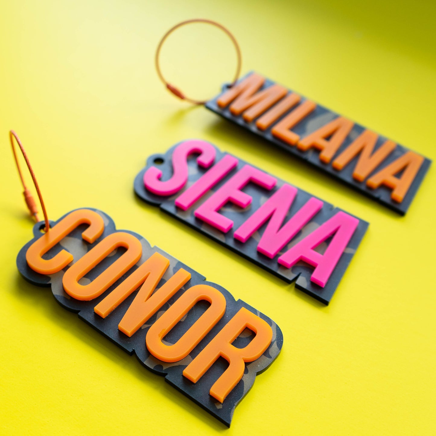 Bold Camo Name Tag - Orange